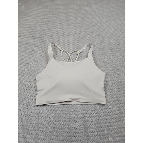 Nike Sports Bra Womens Medium White High Neck Strappy Back Lightly Lined Dri Fit - Picture 1 of 6